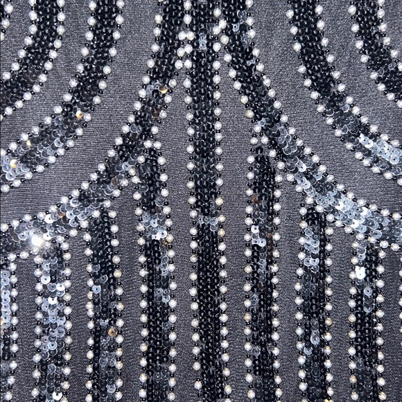 Parker Black Fully Beaded Art Deco Evening Gown Mesh Illusion Maxi Dress Size 4 - Picture 10 of 14